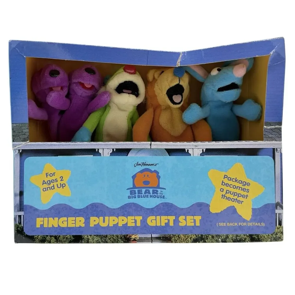 Vintage Bear in the Big Blue House Finger Puppet Gift Set NEW NOS Applause 32902